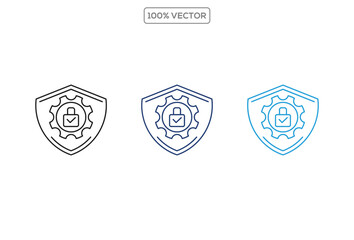 icon Safety, security, protection thin line icons. For website marketing design, logo, app, template, ui, etc. Vector illustration 3