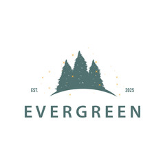Fototapeta premium Natural beauty forest concept design with beautiful forest logo and dense trees, fresh natural atmosphere, illustration of product business brand symbol template