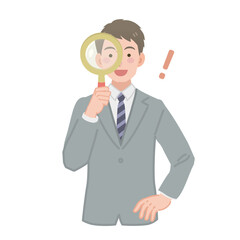 虫眼鏡を持っているビジネスマン