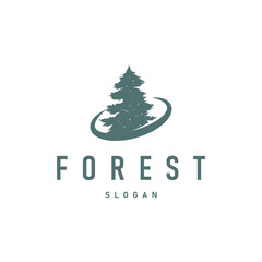 Natural beauty forest concept design with beautiful forest logo and dense trees, fresh natural atmosphere, illustration of product business brand symbol template