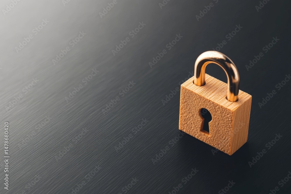 Poster secure lock on dark surface representing cybersecurity concept