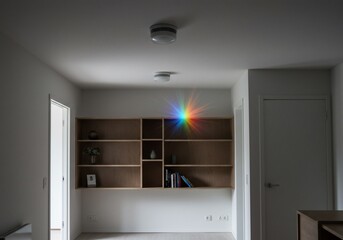 虹色光彩 静かな部屋 棚と光