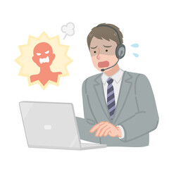 カスタマーハラスメントに動揺するビジネスマン