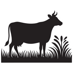Cow graphic icon. Cow black silhouette isolated on white background. Vector illustration. animal silhouette vector.
