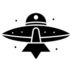 Modern space vehicle silhouette icon in vector art on transparent background
