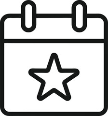  "Simple line icon of a calendar with a star mark, representing a special event or important date."
