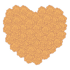 Yellow Floral Heart Shape with Rose Pattern - Romantic Decorative Element