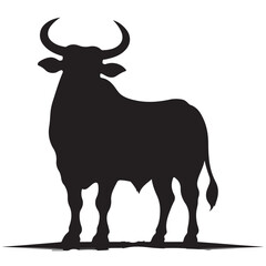 Cow graphic icon. Cow black silhouette isolated on white background. Vector illustration. animal silhouette vector.