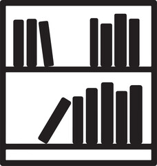 Library Shelf Silhouette Design Vector Bookshelf Icon Illustration.