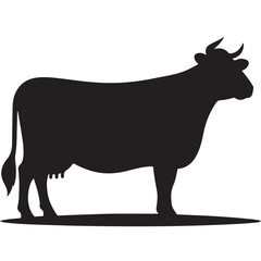Cow graphic icon. Cow black silhouette isolated on white background. Vector illustration. animal silhouette vector.