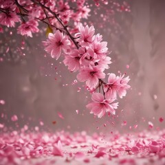 Fototapeta premium Mesmerizing swirl of abstract pink sakura petals against a bokeh background , texture, romantic