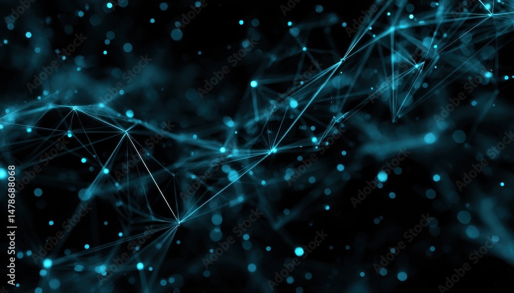 Aufkleber abstract digital network pattern in teal and black.