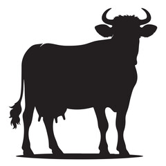 Cow graphic icon. Cow black silhouette isolated on white background. Vector illustration. animal silhouette vector.