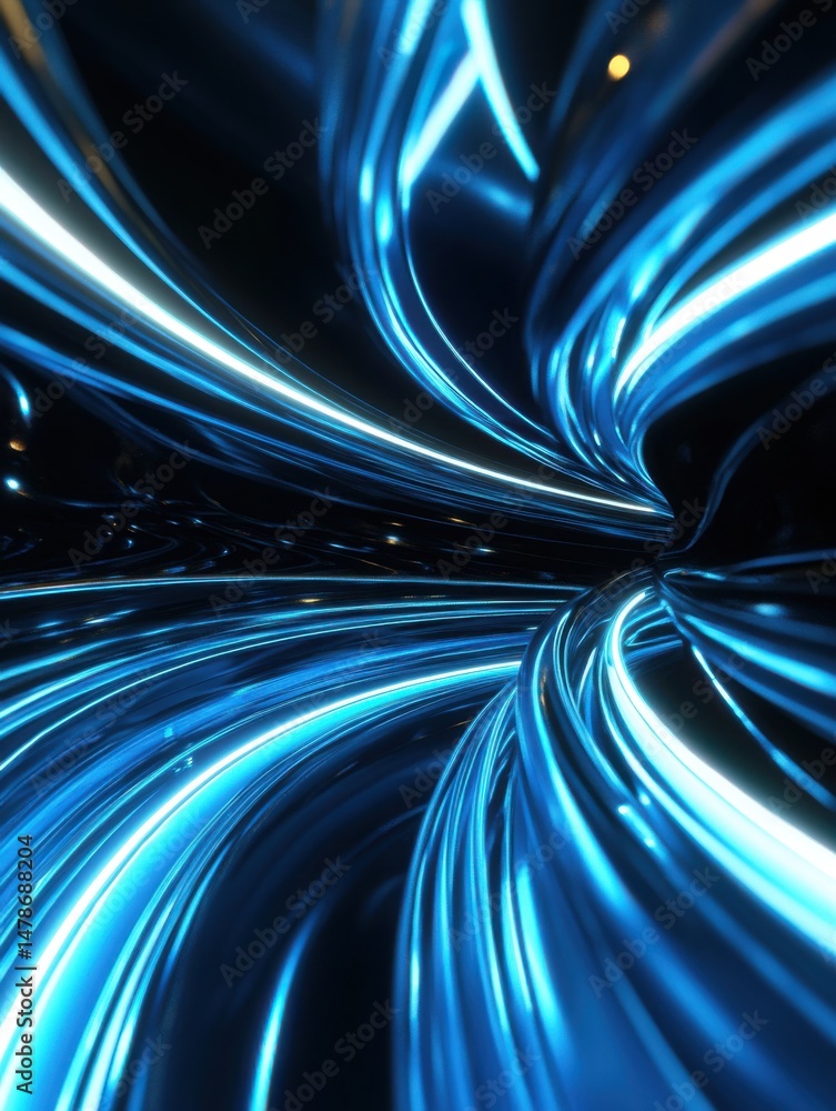 Canvas Prints abstract blue light streaks flowing in a dark tunnel perspective creating a modern futuristic digita