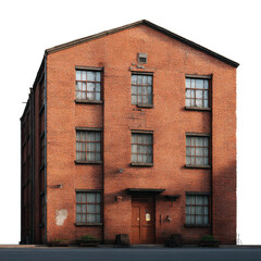 Naklejka premium A classic red brick building stands tall, exuding a sense of history and strength. Its symmetrical design and rectangular windows showcase its simple yet effective architectural features