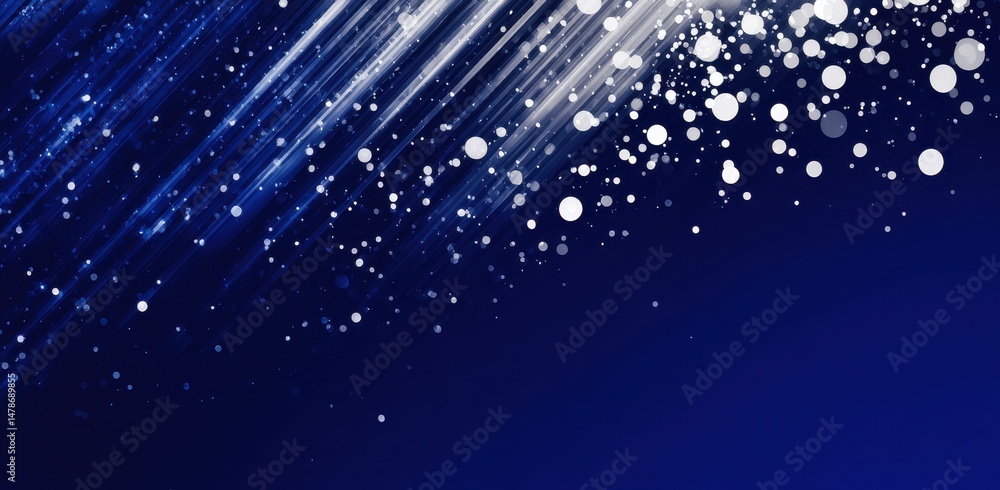 Poster abstract design with diagonal lines and white specks.