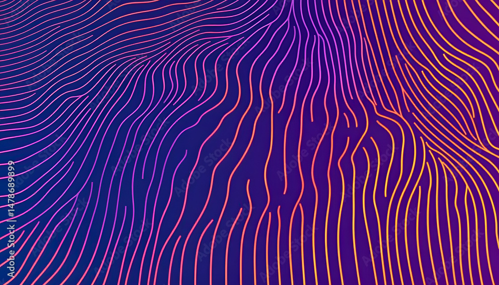 Poster abstract digital illustration featuring flowing lines with a gradient color scheme for a modern aest