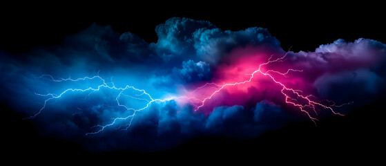 Abstract Colorful Clouds With Glowing Lightning