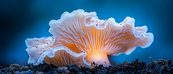 Illuminated Mushroom Cap In Nature
