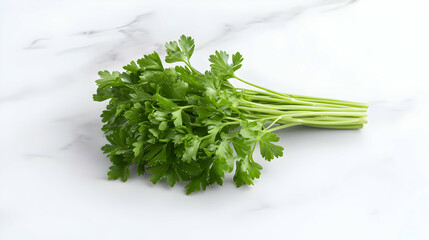 Fresh Parsley Bunch On Marble Surface