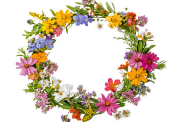 Floral Wreath with transparent background, PNG clipart cutout of spring wreath, 