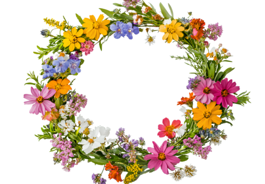 Floral Wreath with transparent background, PNG clipart cutout of spring wreath, 