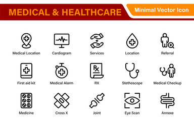 Healthcare, Medical and Medicine related line icon set. modern icon illustration collection.