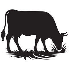 Cow graphic icon. Cow black silhouette isolated on white background. Vector illustration. animal silhouette vector.