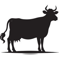 Cow graphic icon. Cow black silhouette isolated on white background. Vector illustration. animal silhouette vector.