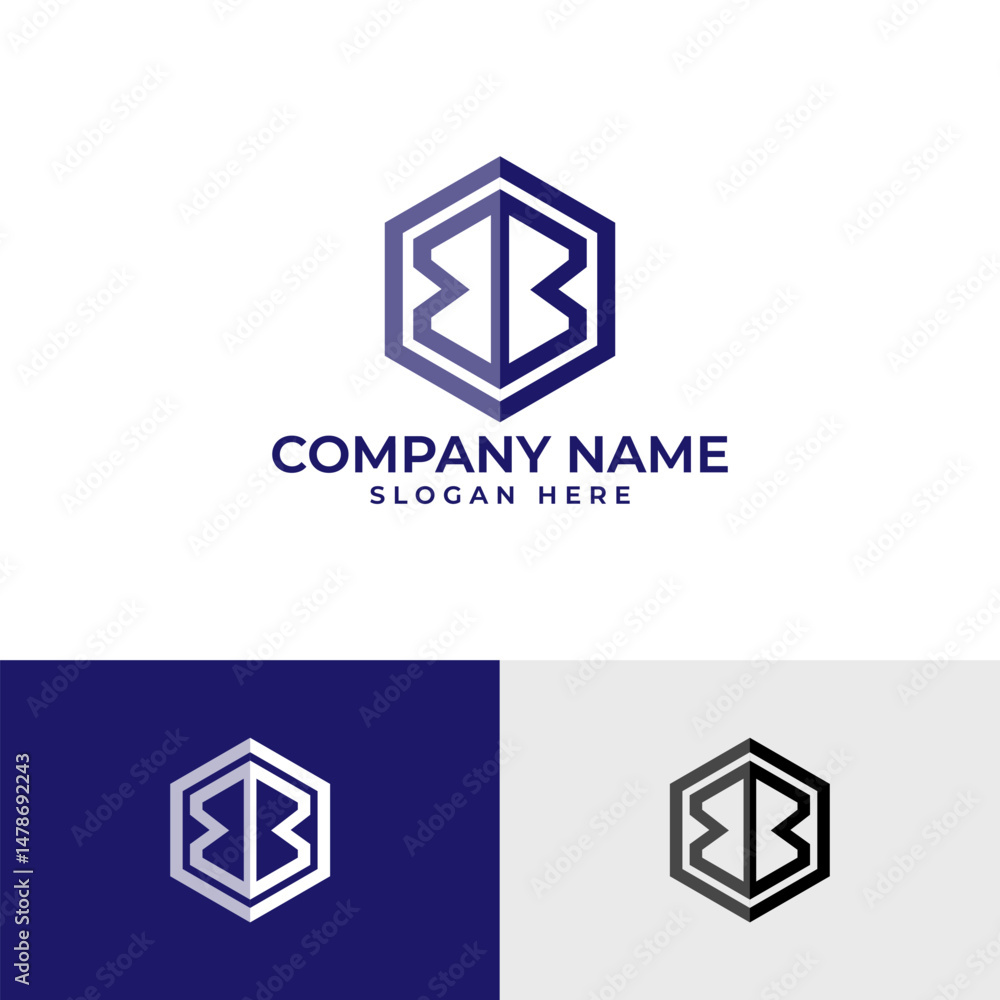Aufkleber a modern, geometric logo features two mirrored and connected 