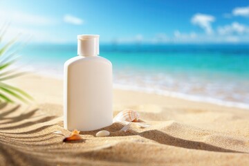Sunscreen Bottle on Beach