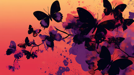 Dark silhouettes butterflies adorn vector graphics elegance sophistication various artistic. [Phantom Botanica] | Shade Orchid | dark elegance. Illustration
