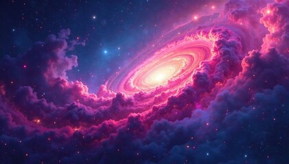 Abstract swirling nebula, cosmic dust and vibrant colors Perfect for posters, flyers, or website backgrounds , astronomical, overlay, universe