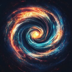 Cosmic Whirlpool.  A swirling galaxy ablaze with vibrant colors, swirling in a mesmerizing vortex, showcasing the raw energy of space