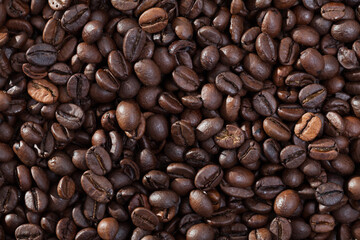 Roasted coffee beans background. High quality photo