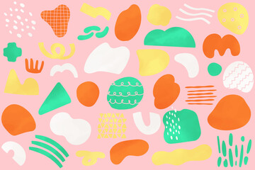 手書きの抽象的な模様をランダムに配置　キッズやファミリー向けのデザインに最適