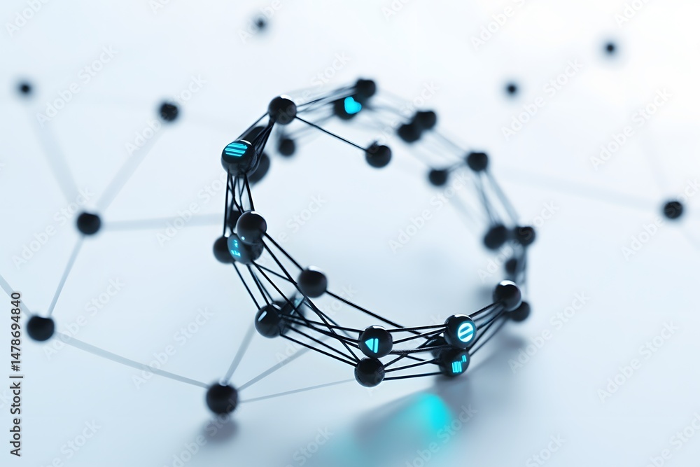 Poster abstract futuristic digital network connection representing data flow and interconnected global conc