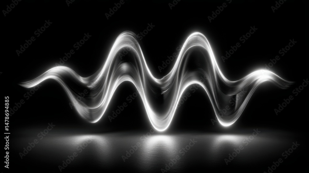 Aufkleber an artistic wave on a black background symbolizing fluidity and movement in a creative visual compos