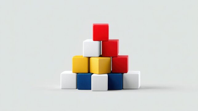 A stack of colorful cubes representing structure and organization in a creative and playful environment