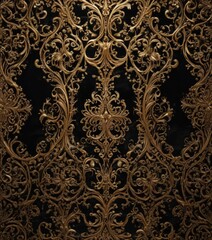 Intricate gold filigree on black velvet, shimmering accents, velvet, vintage