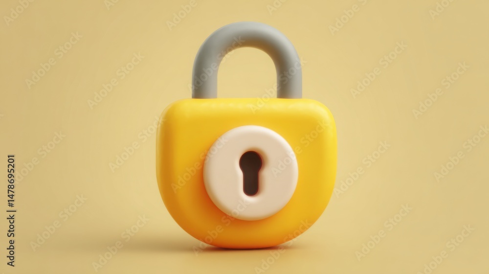 Aufkleber yellow padlock with white eye symbolizing condition-based access for automated asset unlocking and e