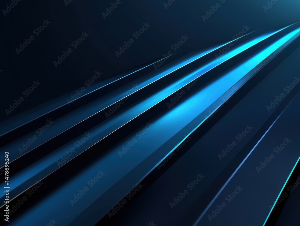 Poster abstract dark blue background with glowing lines and modern design from low angle for technology con