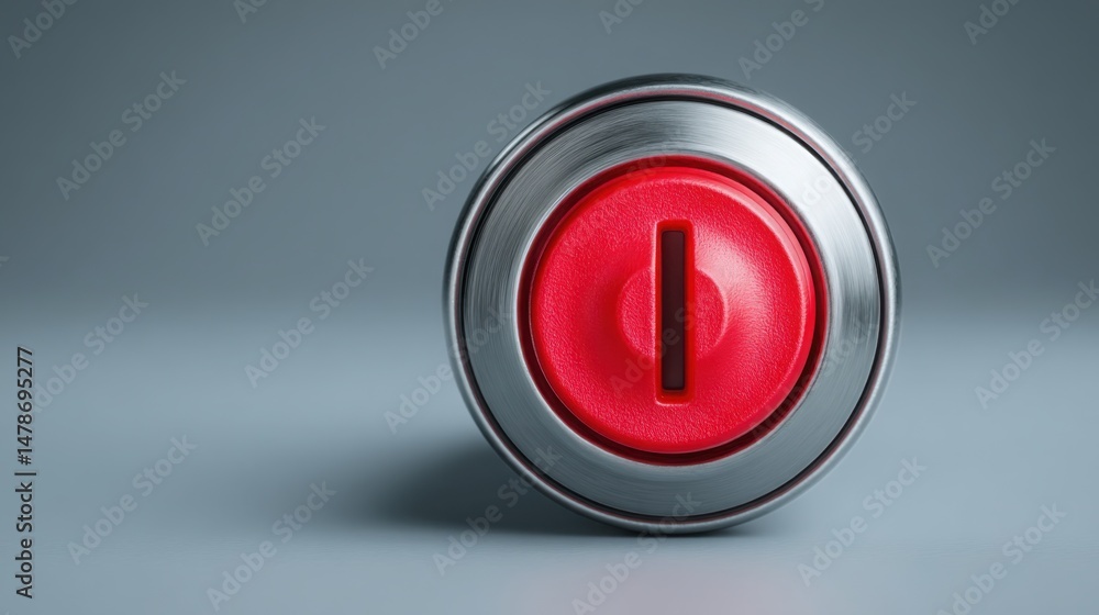 Poster a vibrant red button on a subtle gray background representing activation and engagement in digital i