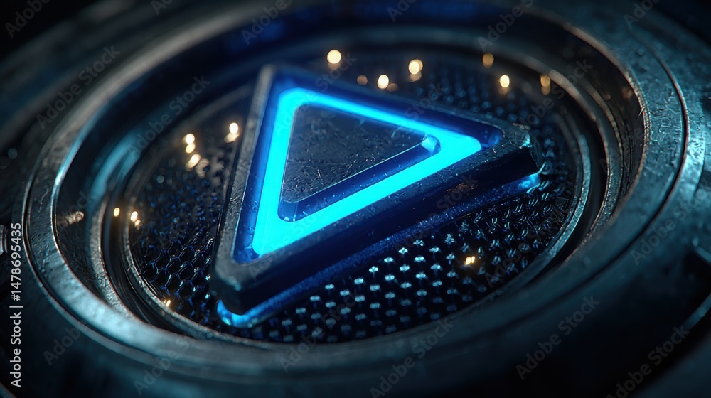 Poster a bold blue triangle on a clean background symbolizing direction and choice in design elements and c
