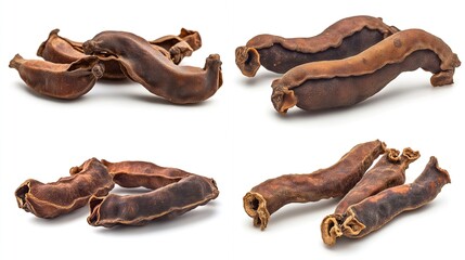 Obraz premium Dried, dark brown pods arranged in a grid