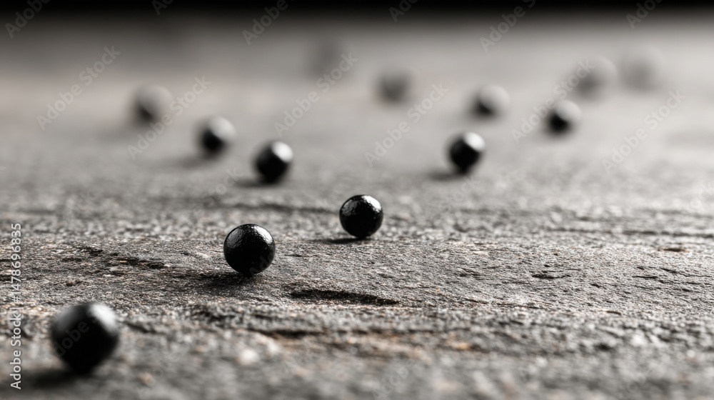 Aufkleber cluster of black spheres forming a dynamic composition highlighting contrast and depth in trend and 