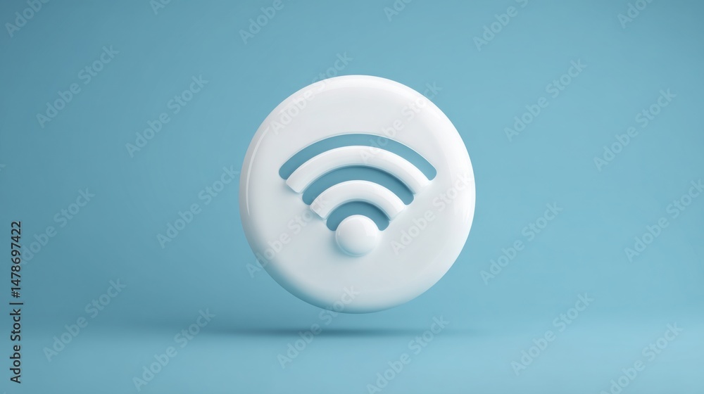 Poster white wi-fi signal icon representing autonomous data hub concept for self-managed communication syst