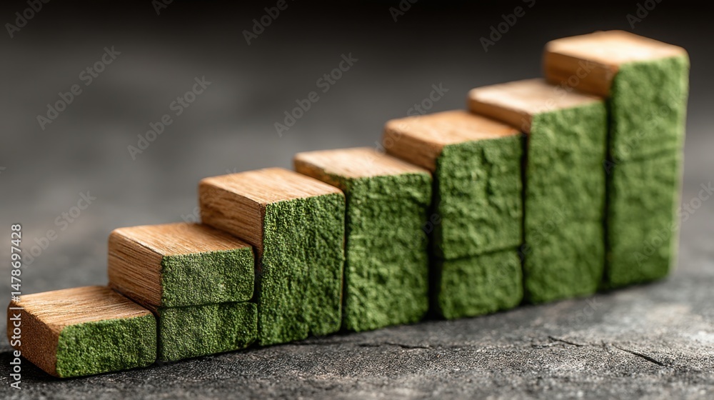 Poster wooden block with green color signifying b2b revenue logic for structured enterprise integration con