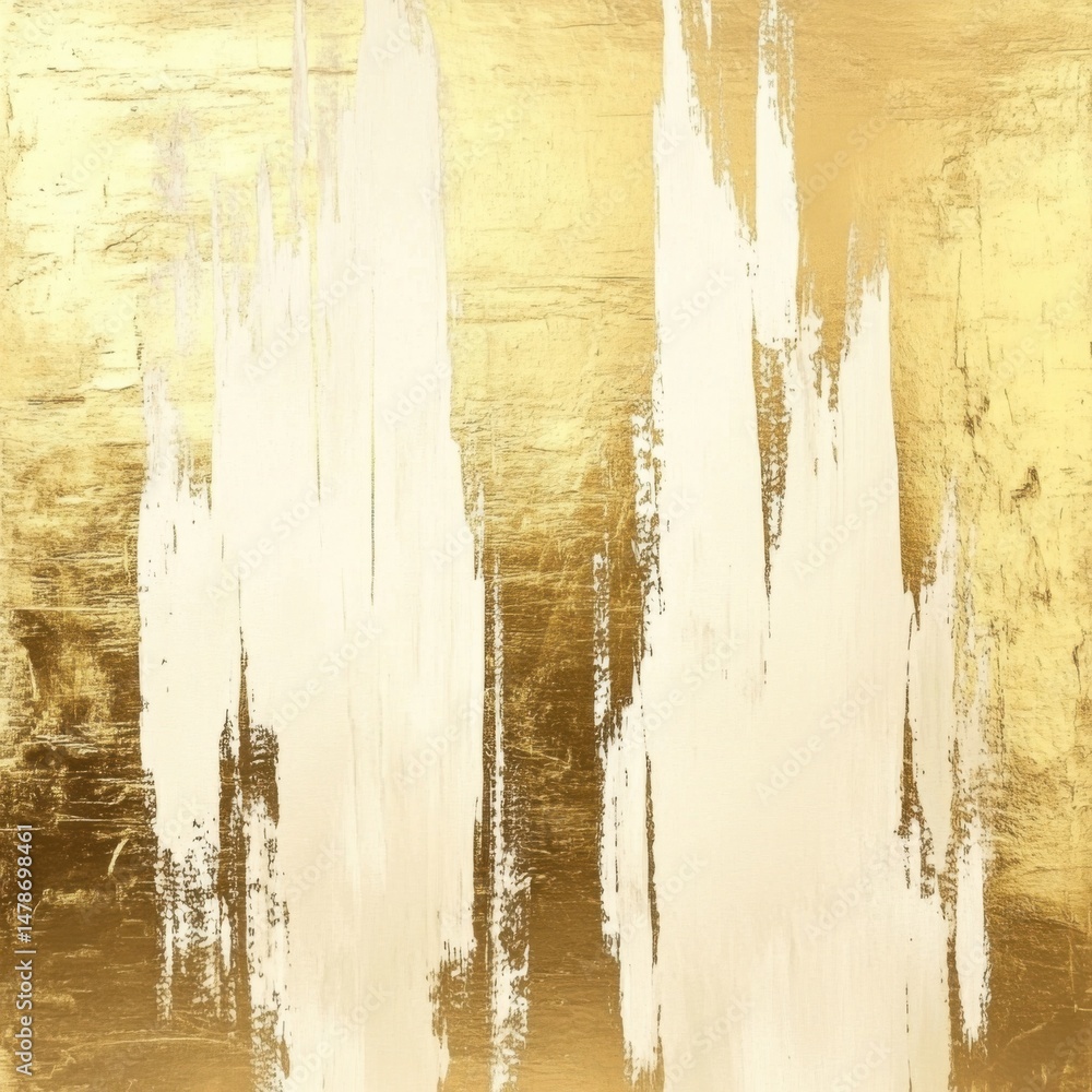 Poster abstract gold background with white brush strokes close up art texture design element backdrop moder