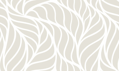 Abstract grey leaf, leaves, floral ornament seamless pattern. © andin